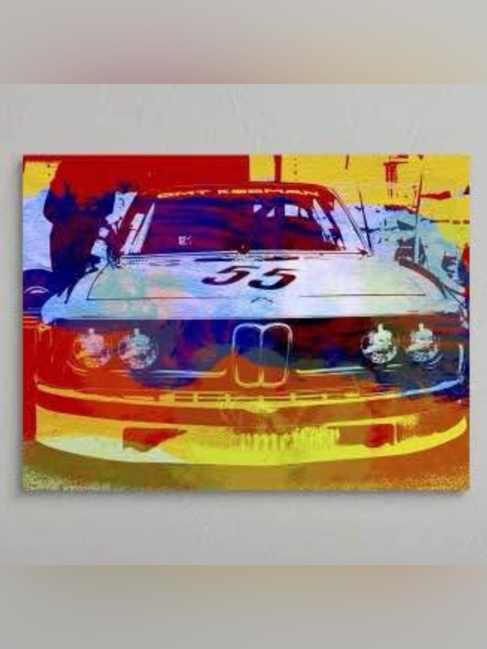 RARE PRINT - BMW RACE CAR WATERCOLOR WALL ART CANVAS PRINT - LARGE 48x36